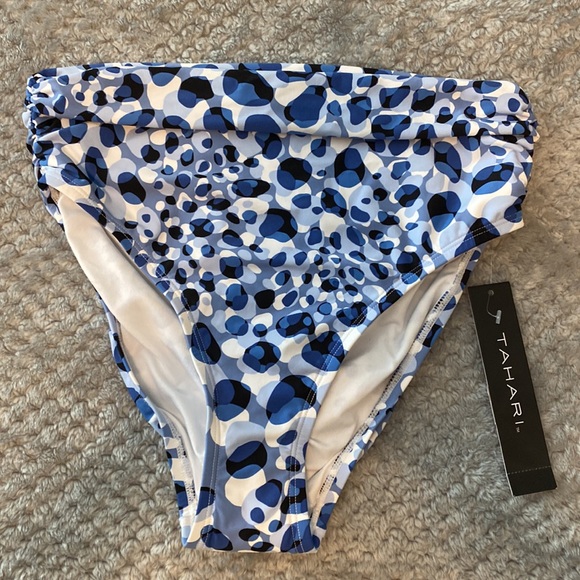 Tahari NWT High wasted bikini bottom shades of blues and white. - Picture 2 of 5